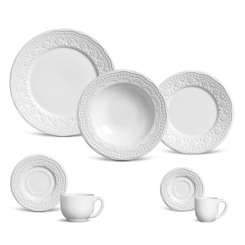 Patronato Shopping - Aparelho de Jantar 42 peças em Porcelana Branca com  Bordas Douradas - Aparelhos de jantar e pratos - Mesa posta - Mesa