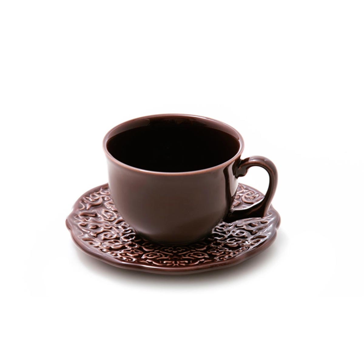 -03/z2　印判　蝶　レトロ　2客 TRIO DE XÍCARAS - PANELINHA 278 ml - Porto Brasil Cerâmica