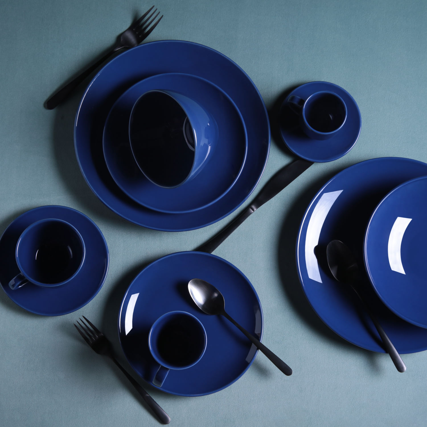 CONJUNTO C/ 6 XÍCARAS DE CHÁ C/ 6 PIRES COUP AZUL NAVY 260ml
