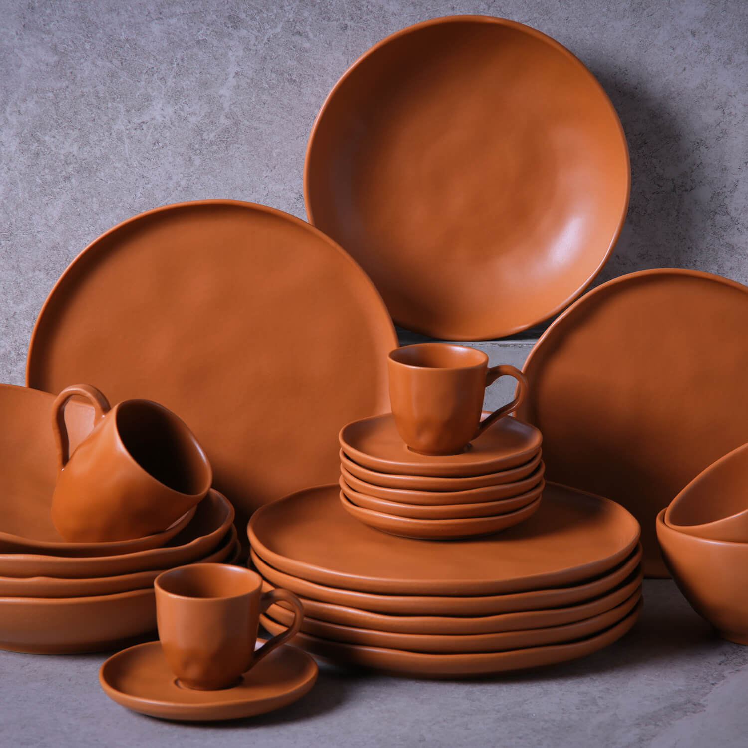 Conjunto com 6 Xícaras de Café com Pires Bio Stoneware Terrakotta