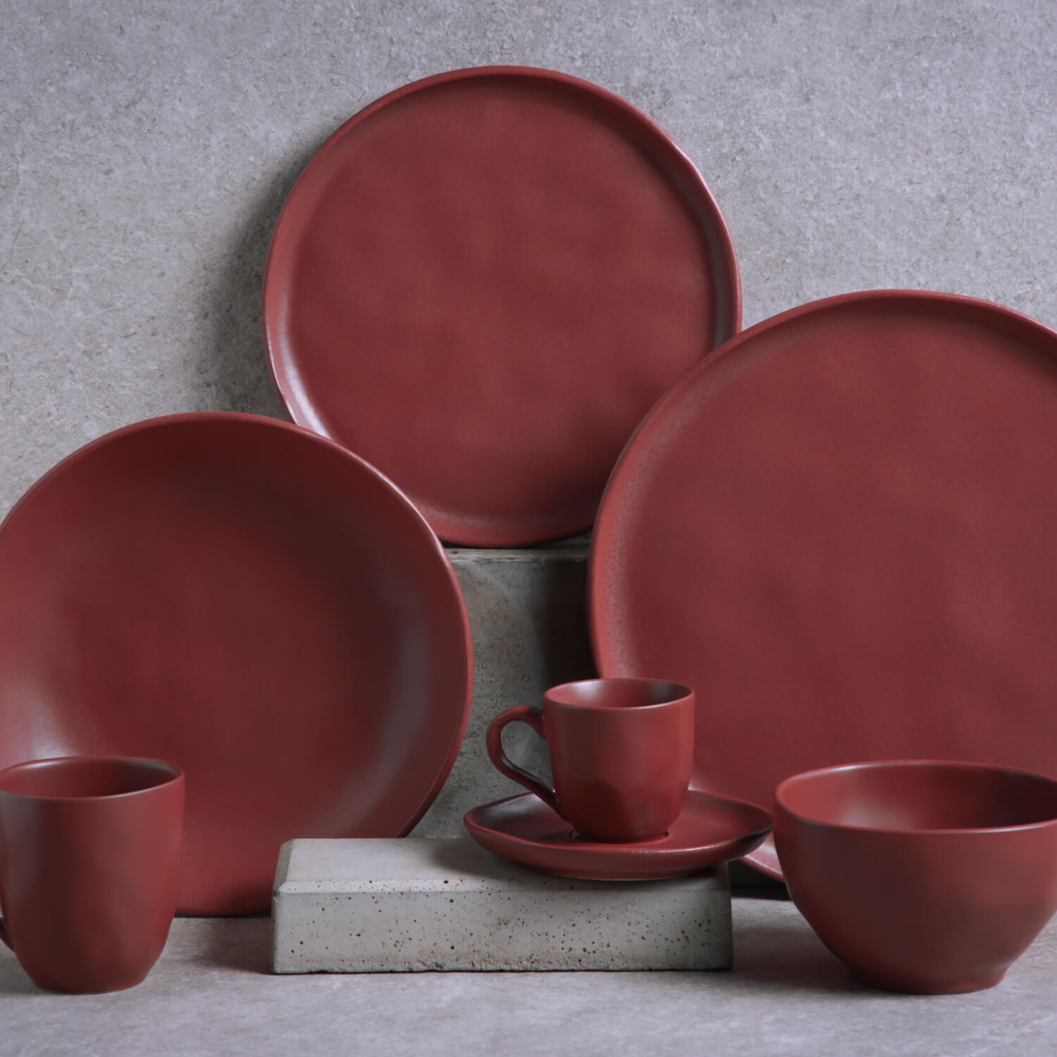 Conjunto com 6 Xícaras de Café com Pires Bio Stoneware Berry 120ml