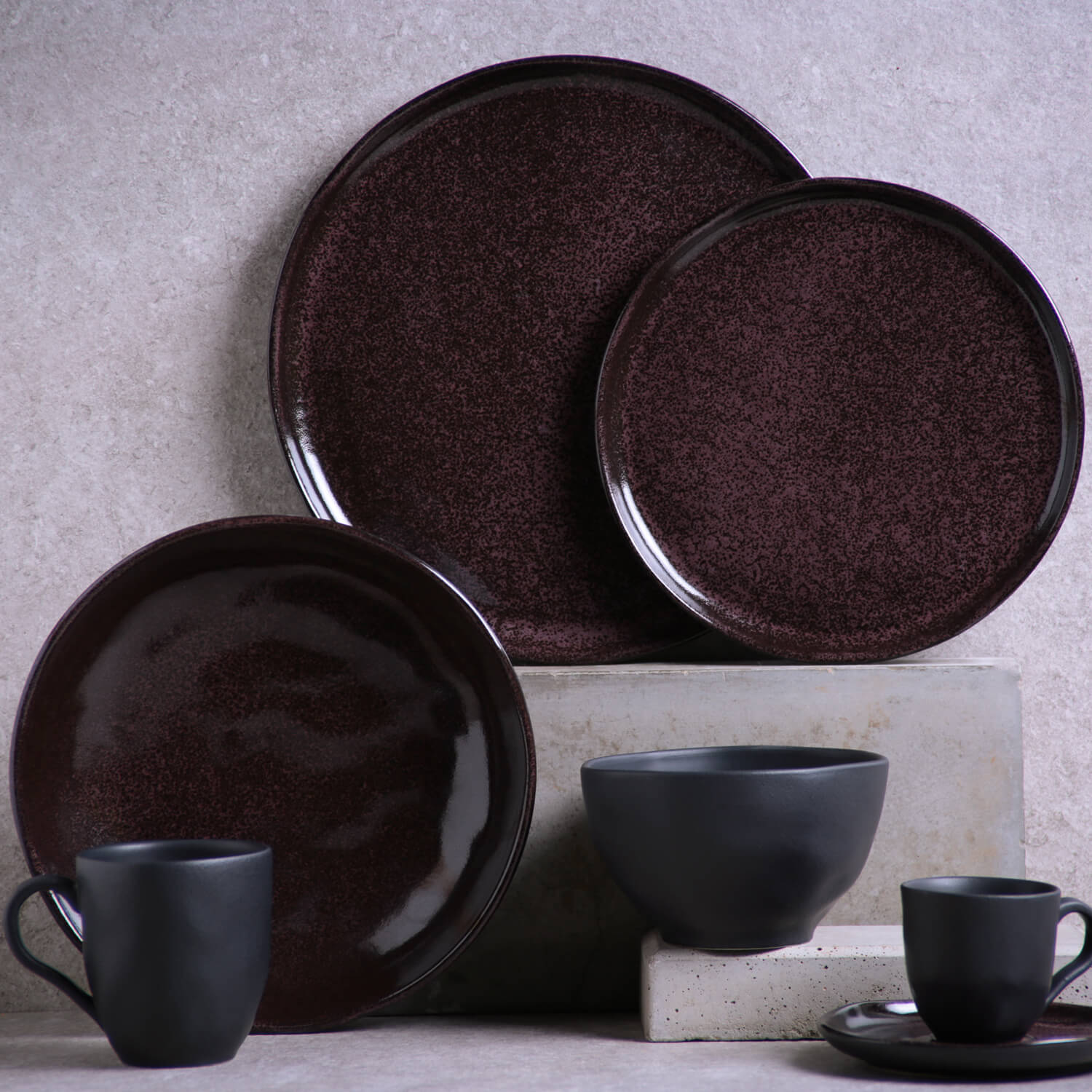 CONJUNTO C/ 6 XÍCARAS DE CAFÉ C/ 6 PIRES BIO STONEWARE GRAPE MATTE