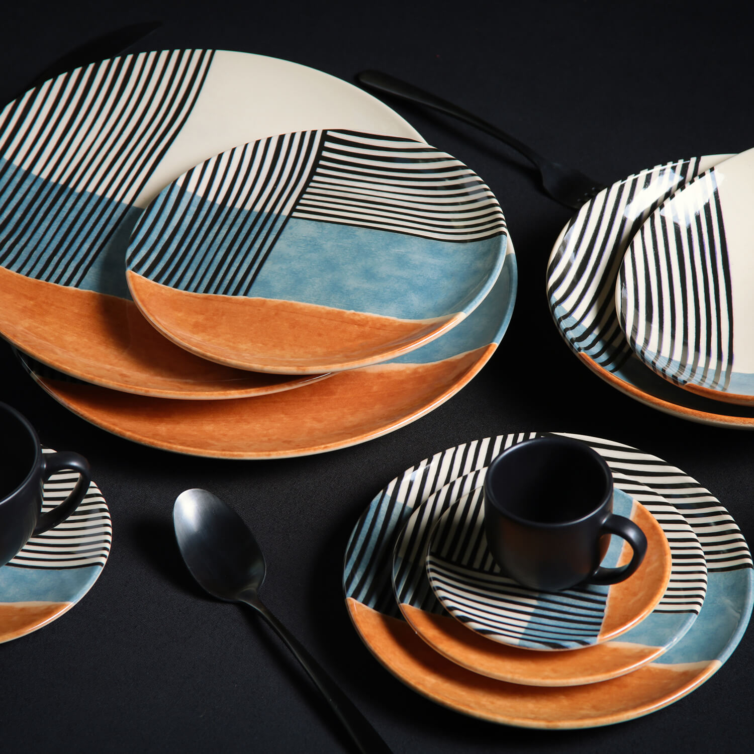 Conjunto com 6 Pratos Fundo Coup Abstrata Ø21cm - Porto Brasil