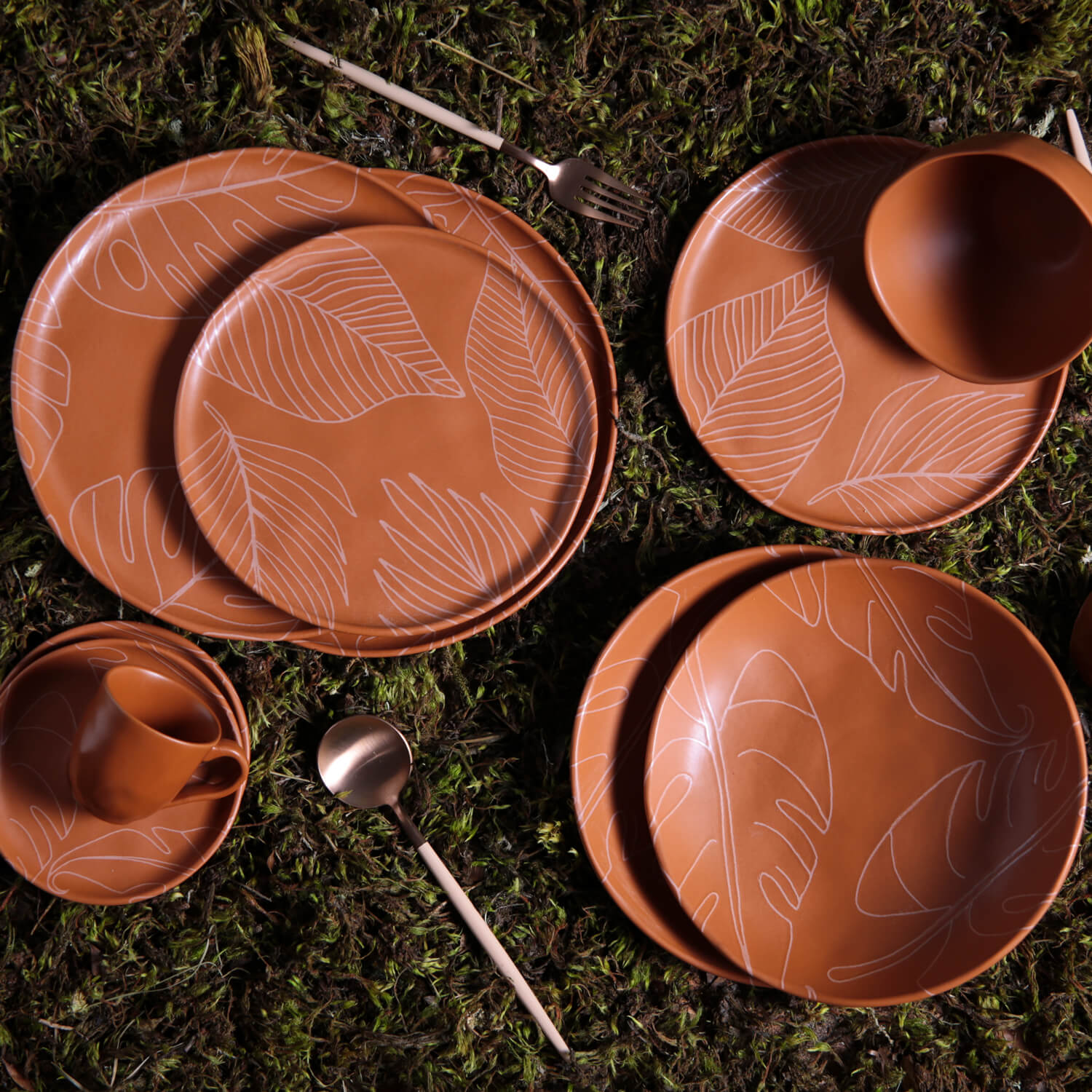 Conjunto com 6 Xícaras de Café com Pires Bio Stoneware Verão 120ml
