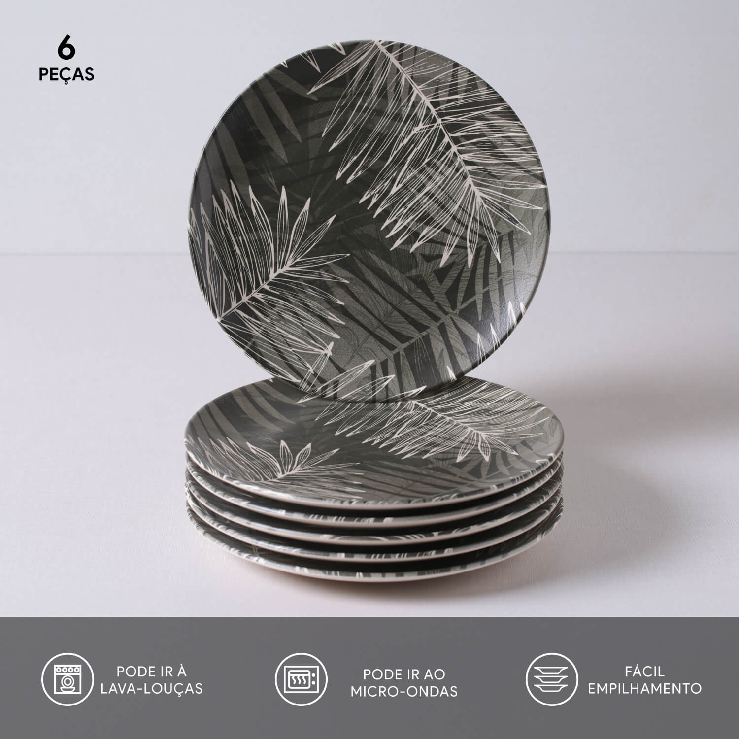Conjunto com 6 Pratos Raso Coup Ará Ø27,5cm - Porto Brasil Cerâmica