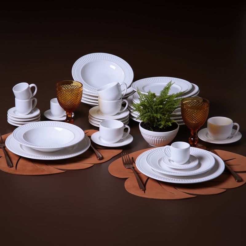 Aparelho de jantar 42 peças bali branco - Porto Brasil Cerâmica