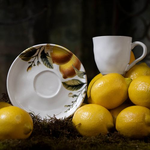 Conjunto com 6 Xícaras De Chá com 6 Pires Bio Limonata 170ml