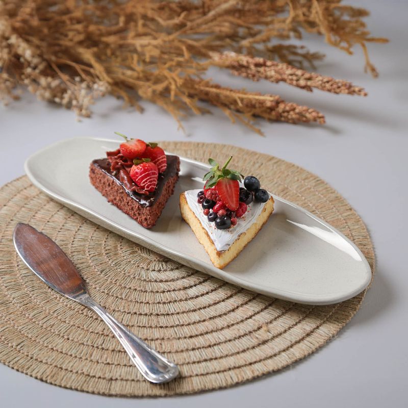 14214126401 TRAVESSA OVAL RASA GRANDE ORGANICO STONEWARE 36x13CM GLAM0